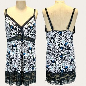 Black Fuchsia lace sexy mini‎ nightgown lingerie animal print floral plus size